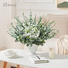 Pcs 4 Kinds Mixed Eucalyptus Greenery Stems  Baby Breath Flowers 120 Grey Green