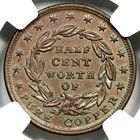 1837 Ht-73 Ngc Ms 64 Bn Half Cent Of Copper Hard Times Half Cent Token 1 2c