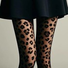 Women Leopard Print Tights Black Sheer Pantyhose Stockings Party Nightclub