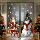 Extra Large 2 Sheet Christmas Window Clings Decoration Santa Claus snowman Decor