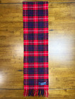 Highland Tweeds Pure Merino Wool Scarf Red Tartan Plaid Fringe British Isles