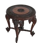 Antique Anglo Indian Figural Carved Rosewood Side Table With Elephants   Figure