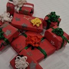 Dollhouse Miniature Christmas Gift Boxes Lot Of 8 Paper fabric 1 12 Scale