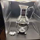 Vintage Ornate Silver Plate   Glass Coffee Carafe Warmer Stand Lion Head Feet