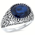 Deco Antique Style 925 Sterling Silver 6 Carat Lab-created Sapphire Ring     202