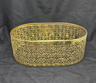 Vtg Hollywood Regency Ornate Filagree Gold Toned Metal Vanity Basket Caddy