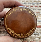 Italian Vintage Gold Embossed Leather Trinket Box   Jewelry Box   Snuff Box Rare
