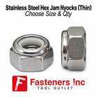 Hex Jam Nylon Insert Lock Nut Nylock Stainless Steel Half Height all Size   Qty 