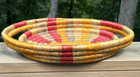 Hand Woven  Multi-colored Bright Coiled Basket Tribal Boho