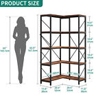 5-tier Bookshelf L-shaped Corner Bookcase With Metal Frame Wood Display Shelf