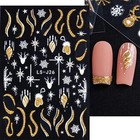 8 Sheets Glitter Christmas Nail Art Stickers Decals Self-adhesive Holiday Gold 