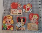 18 Vtg Valentine 1930-50s Girls Fold Out Flip Over Fun Lot Old Scrapbook Cards