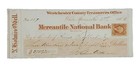1868 Bank Check  Mercantile National Bank  New York City  Ny  White Plains  Ny