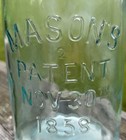 Vintage Masons    2    Patent Nov 30th 1858 Blue Quart Mason Jar With Zinc Lid