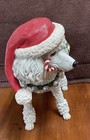 Danbury Mint Christmas White Poodle Santa Dog Puppy Vtg Resin Retired Candy Cane