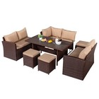 8-pieces Patio Furniture Set Outdoor Sectional Sofa Rattan Wicker Sofa W  Table