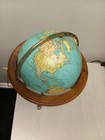 Vintage Rand Mcnally 12  Terrestrial Globe Full Meridian In A Wood Cradle Mount