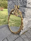 Antique  Victorian Solid Brass Ornate Oval Wall Mirror Made In England 22x18   