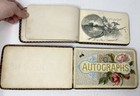 2 Antique 1886 Leather Autograph Album Books W  Sketches Messages Stamps   More