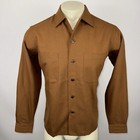 Vtg 40s 50s Game And Lake Shirt Mens Bernat Wool Rayon Loop Collar Mcm Medium