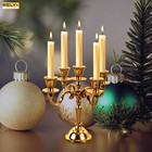 5 Arm  Gold Gothic Metal Candelabra Candle Holders Gift Centerpiece Set Of 2