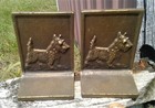 Antique Bradley   Hubbard Cast Iron Bookends Scottie Or Scottish Terrier Dogs
