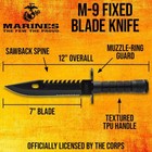 Usmc M-9 Fixed Blade Knife And Sheath   Officially Licensed   Sawback Spine