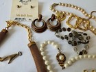 Vintage Gold Tone Estate Jewelry Lot Necklace Bracelet Earrings Faux Pearls