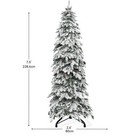 Quoyard 7 5ft Pre-lit Flocked Pencil Spruce Christmas Tree With Pine Cones Decor