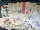 Lot Of 12 Vintage Cutter Craft Towel Linens Doilies Embroidered Runner Fabric