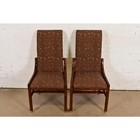 Henredon Mid-century Modern Oak High Back Side Chairs Or Dining Chairs  Pair