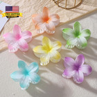 Flower Hair Clips For Women 6 Pcs Hawaiian Large Claw Clips Plumeria Medium Hair