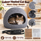 Heated Cat Bed Cave Indoor Warm Pet House W  6 Heat Levels 4 Timer Settings For 