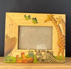 Noah s Ark Picture Handcrafted 1991 Thailand Fetco Wooden Frame 3  X 5  Pic Baby