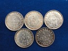 1940 -1944 Newfoundland Silver 5 Cent   Run Of 5 High Grade Coins  