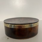 Vintage Powder Box Pot Faux Tortoise Shell With Puff Round Vanity Boudoir Empty