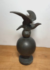 Vintage Bronze   Brass Spread Winged Eagle Bird Heavy Flag Pole Finial Topper