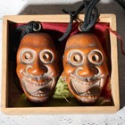 Antique Japanese Boxwood Netsuke Masks - Saru-tobide   Ko-tobide Style - 2pc Set