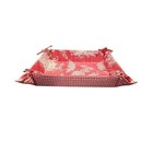 Red Toile De Jouy Fabric Bread Basket Tie Corner Rectangular Vanity Tray French