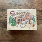 Vintage All Night Media Gingerbread House Wood Mounted Rubber Stamp Christmas