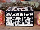 Lacquer Box Day Of The Dead Skeletons Wood Handmade Olinal   Mexican Folk Art