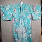 Japanese Yukata Kimono Long Robe One Size Geisha Lady Cherry Blossom Belt Cotton