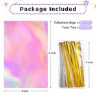 Ohuimrt Iridescent Cellophane Treat Bags  1 Count  pack Of 100   4 X 6 Inches