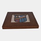 Flint Faience Art Pottery Arts   Crafts Framed Heraldic Coat Of Arms Tile 6455