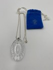 Vintage Waterford Crystal Oval Pendant Necklace 20    Sterling Silver Chain 925 