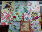 10 Pretty Hummingbird   Floral Theme Mixed Paper Napkins   Decoupage Bundle