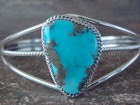 Navajo Indian Sterling Silver   Turquoise Bracelet - M  Thomas Jr 