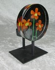 2007 Kosta Boda Steninge Slott Art Glass Votive Candle Holder Orange Daisies