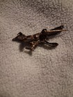 Vintage Bird Figural Brooch     Mid-century Silver-tone Costume Jewelry
