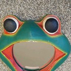 Vintage Wooden Frog Mirror Hand Carved Painted Folk Art